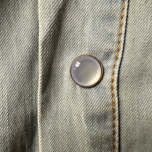 NWT FLANNEL Flint Frill Tunic Denim Dress Ruffle Baggy Oversized Pockets Blue L - Picture 5 of 8